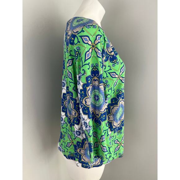 Talbots 100% Pima Cotton 3/4 Sleeve Paisley Blouse 2X Petite - Picture 3 of 5
